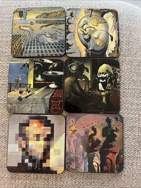 6 Salvador Dali Artist  impressionist  photograph cork backed drink coasters